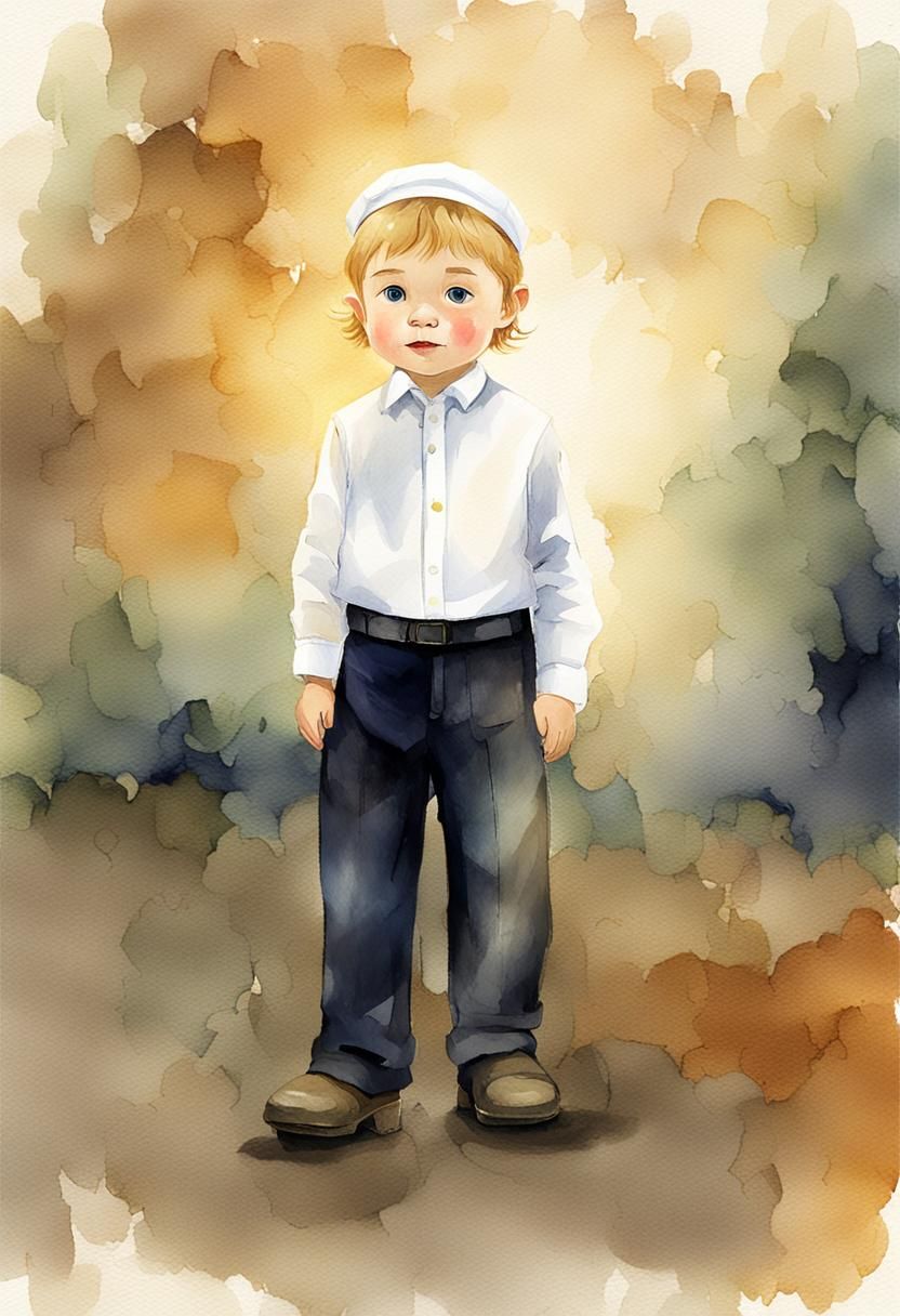 Orthodox Jewish Child Portrait in Cartoon Style