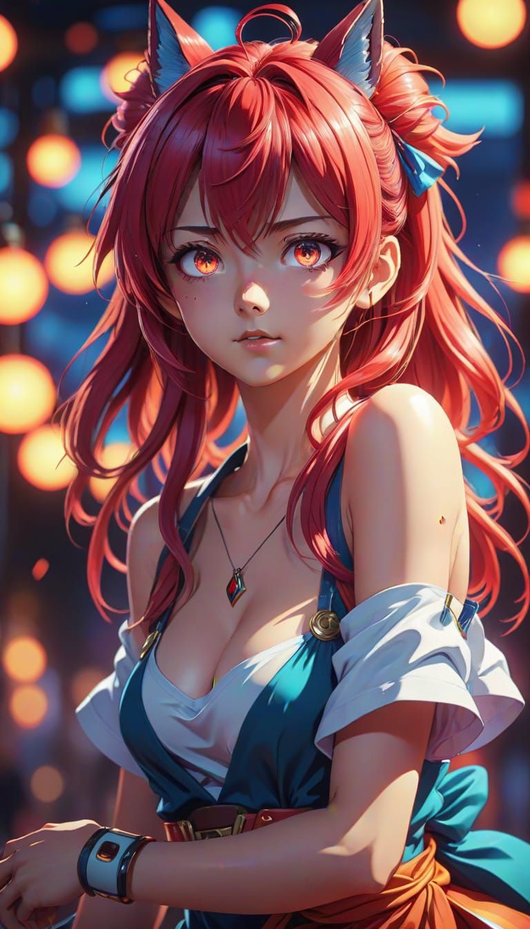 Vibrant Anime Portrait in Hyperdetailed Style