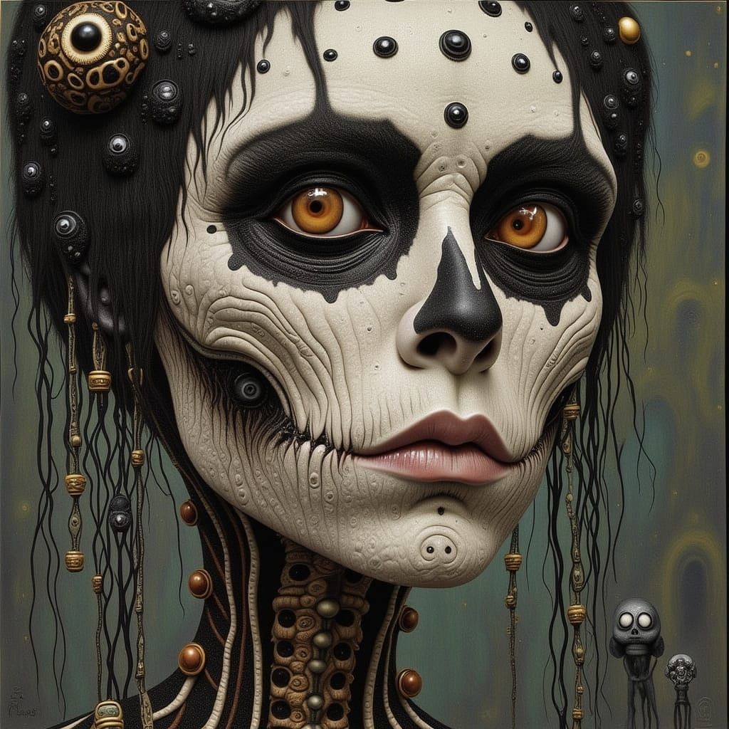 Albino Spider Spins Web in Acrylic Painting