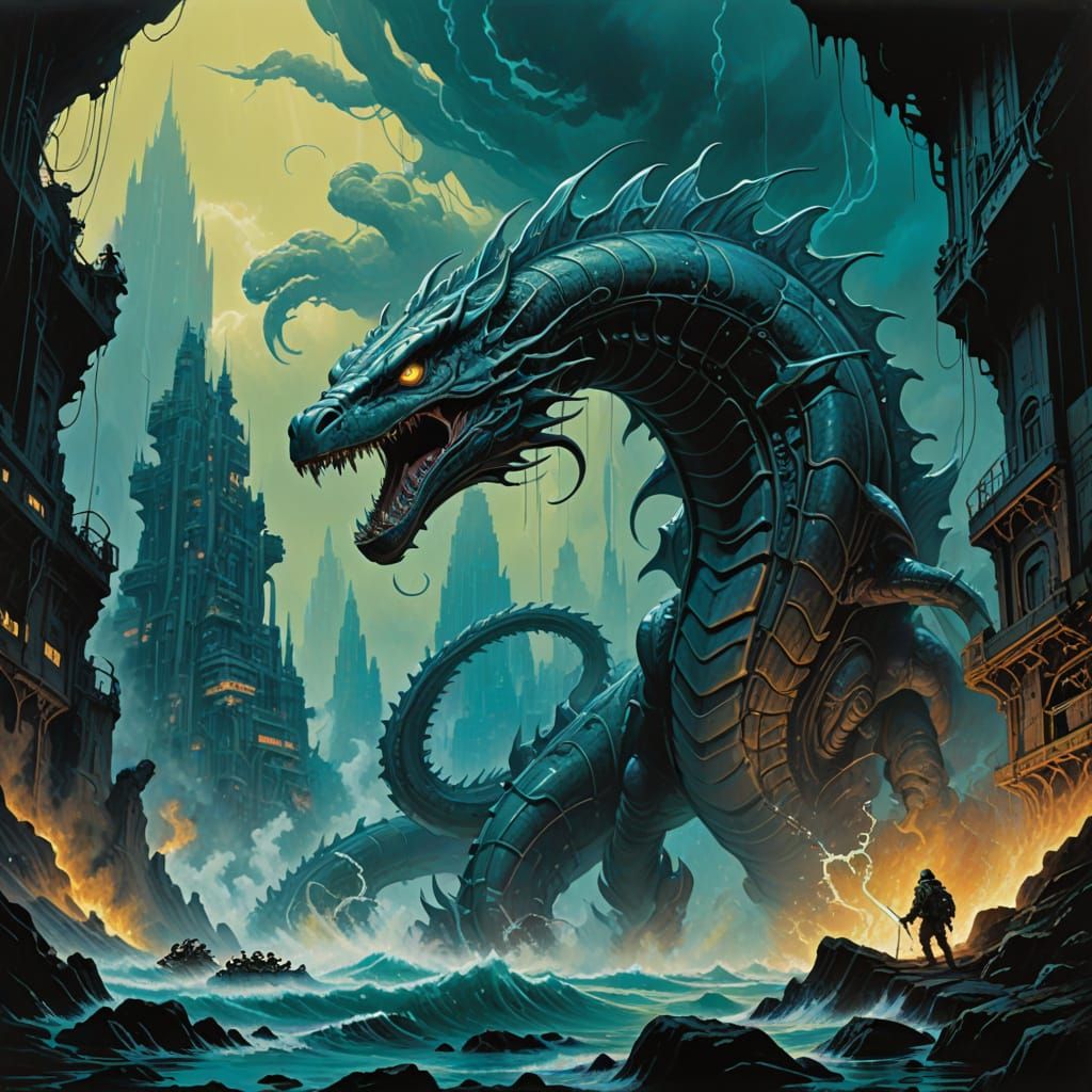 Gargantuan Sea Serpent Battles Godzilla in Dark Ocean Depths