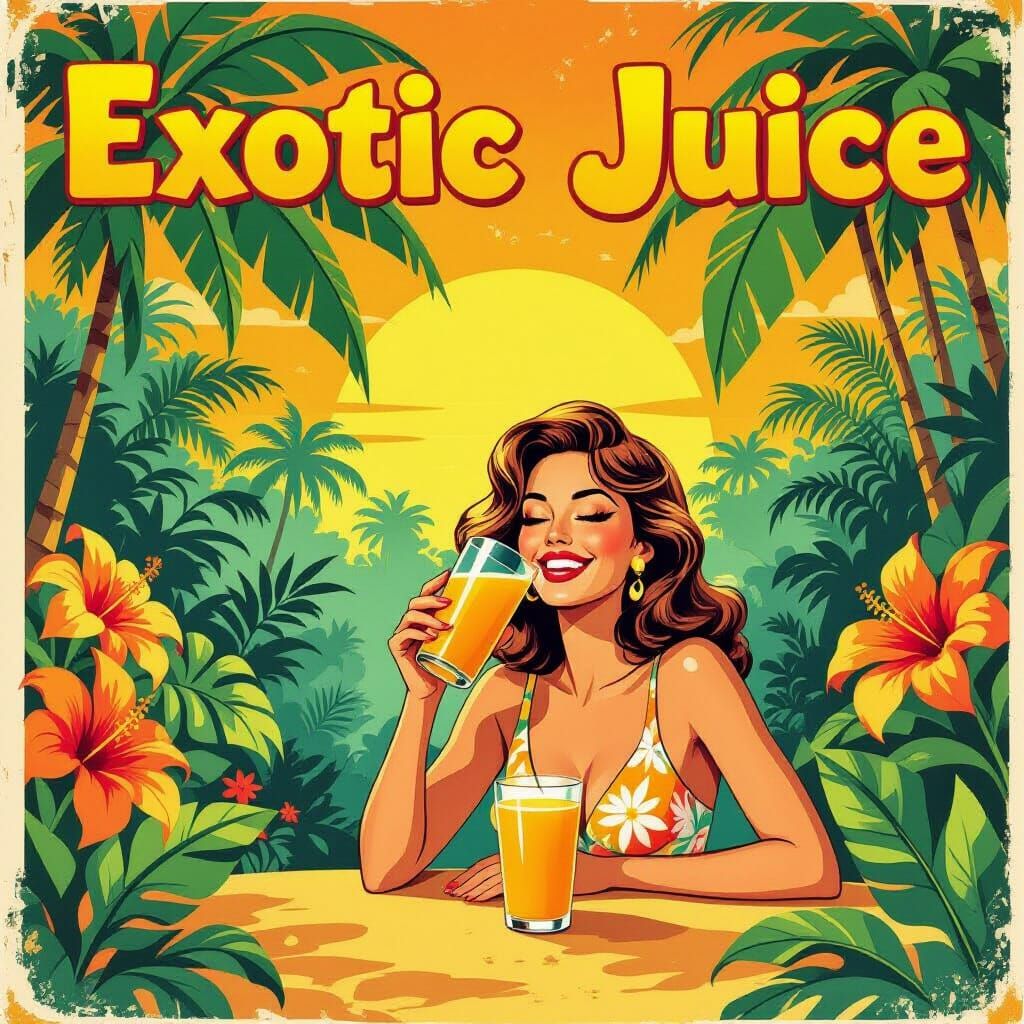 1970s Exotic Fruit Juice Ad Art