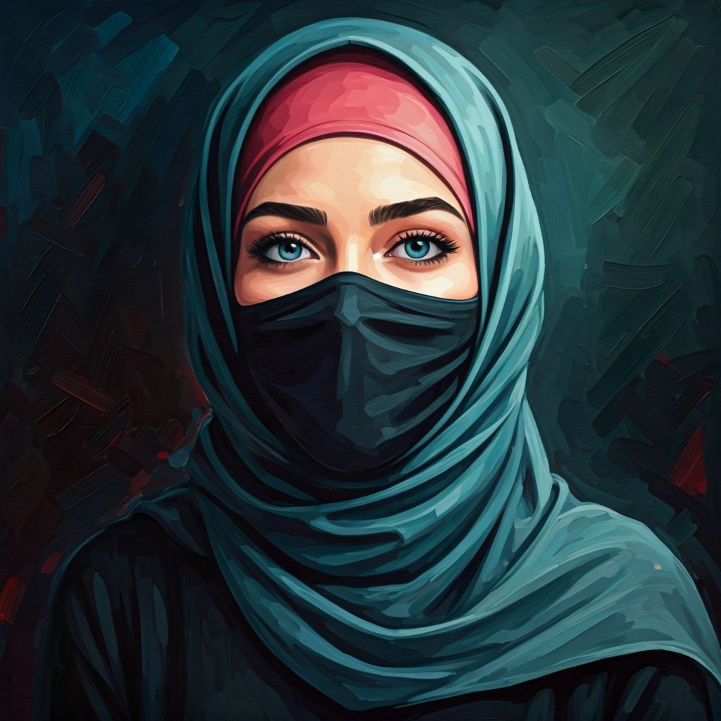 Oil Painting Portrait of Beautiful Hijabi Woman