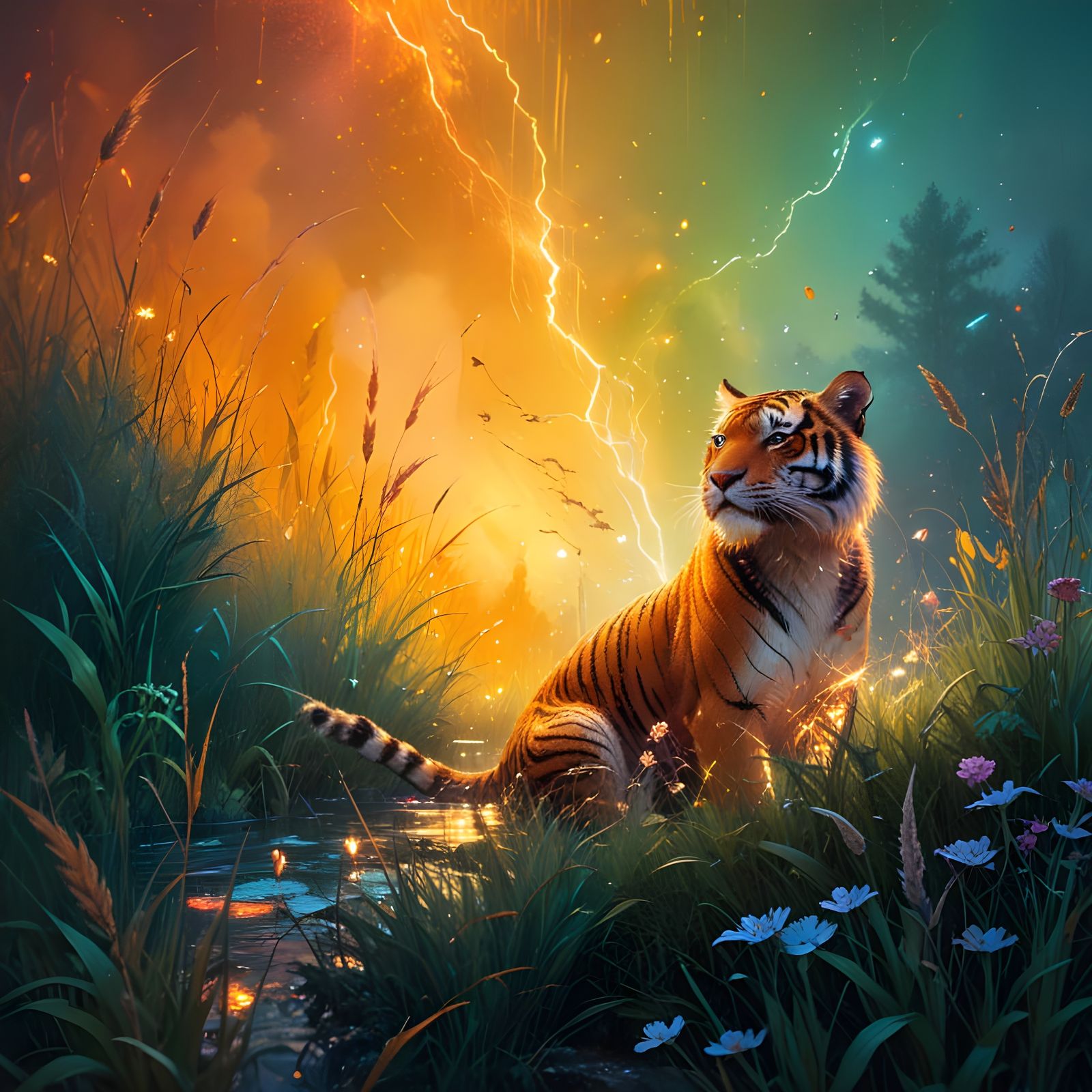 Whispering Tiger Amidst Golden Hour