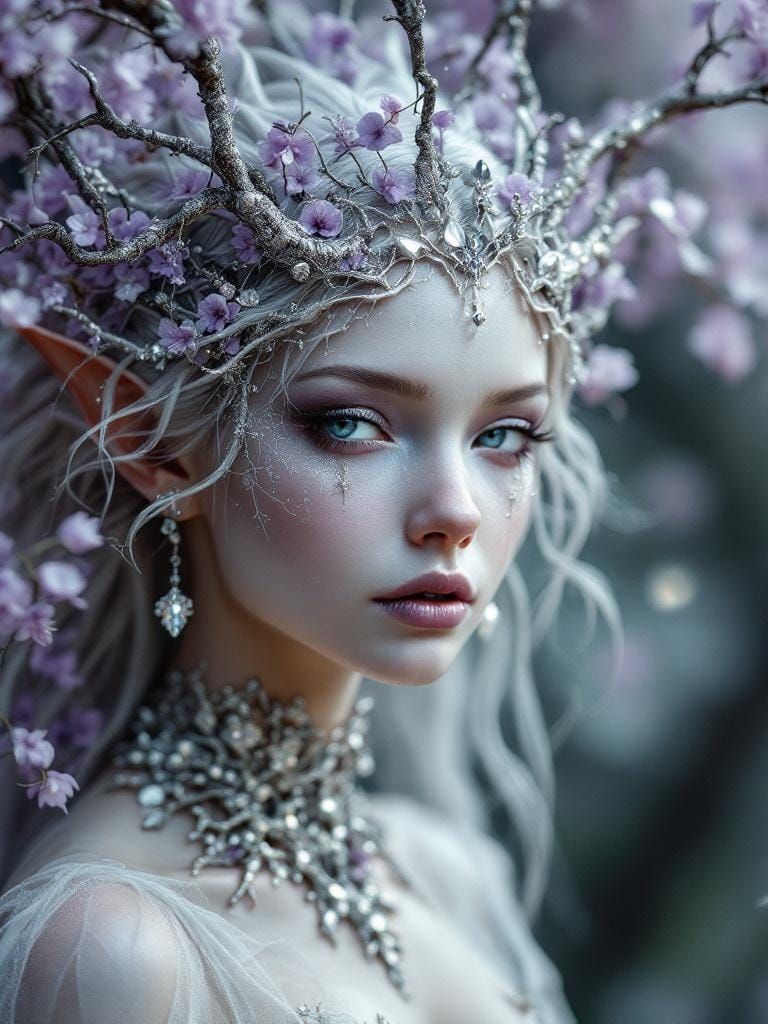 Ethereal Jacaranda Tree in a Dark Fantasy Style