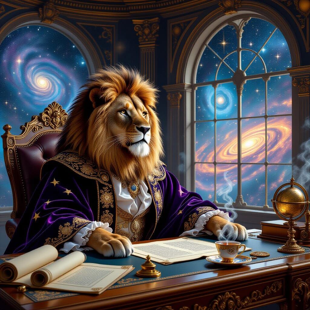 Celestial Lion in Baroque Opulence