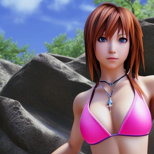 Realistic Kingdom Hearts Kairi in Pink Bikini