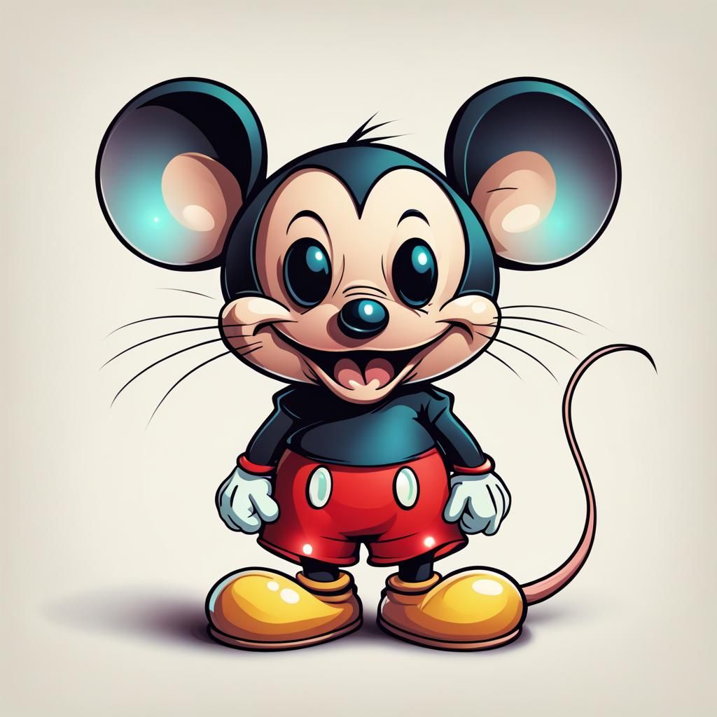 Cute Mouse in Cartoon Style