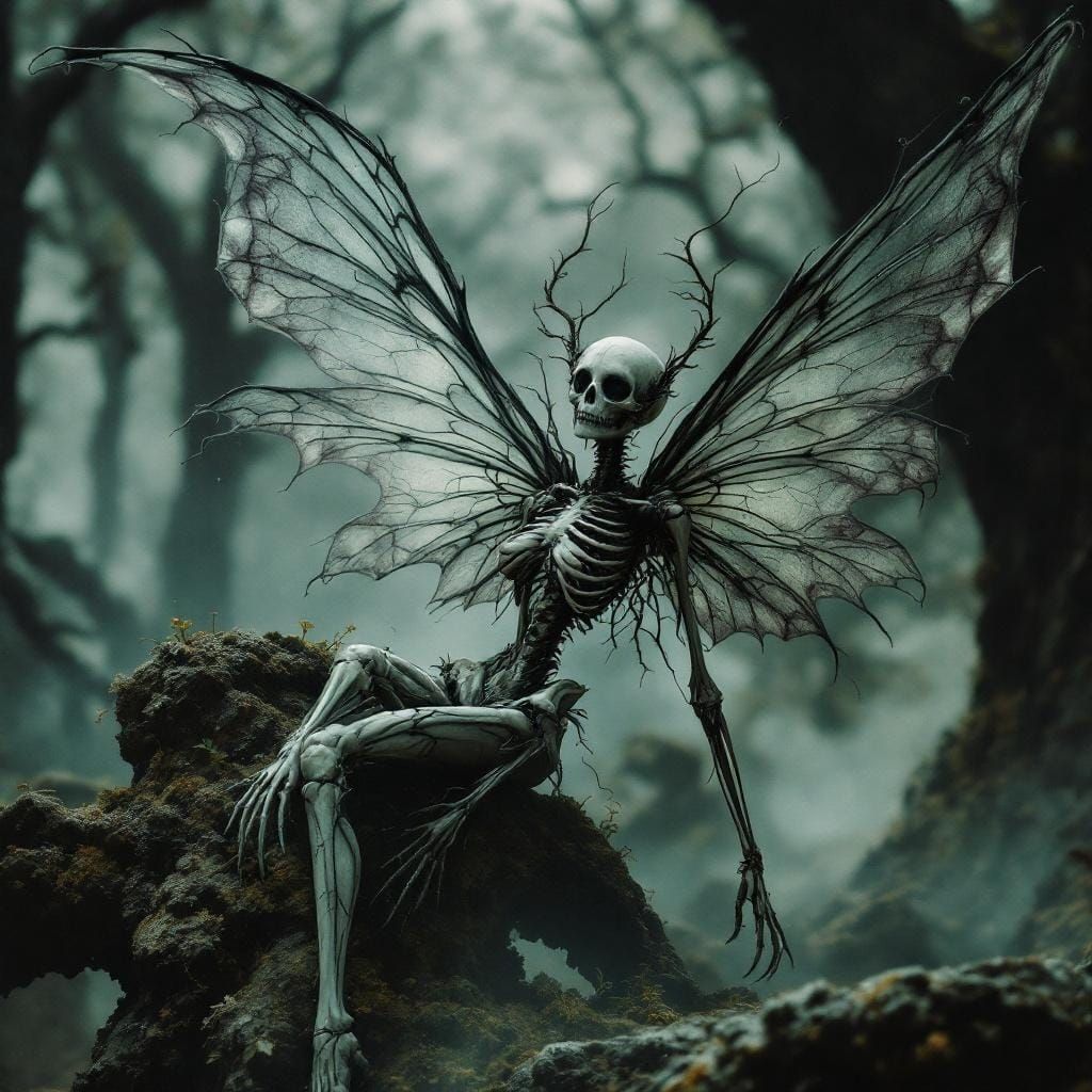 Ethereal Skeleton Fairy with Veined Wings