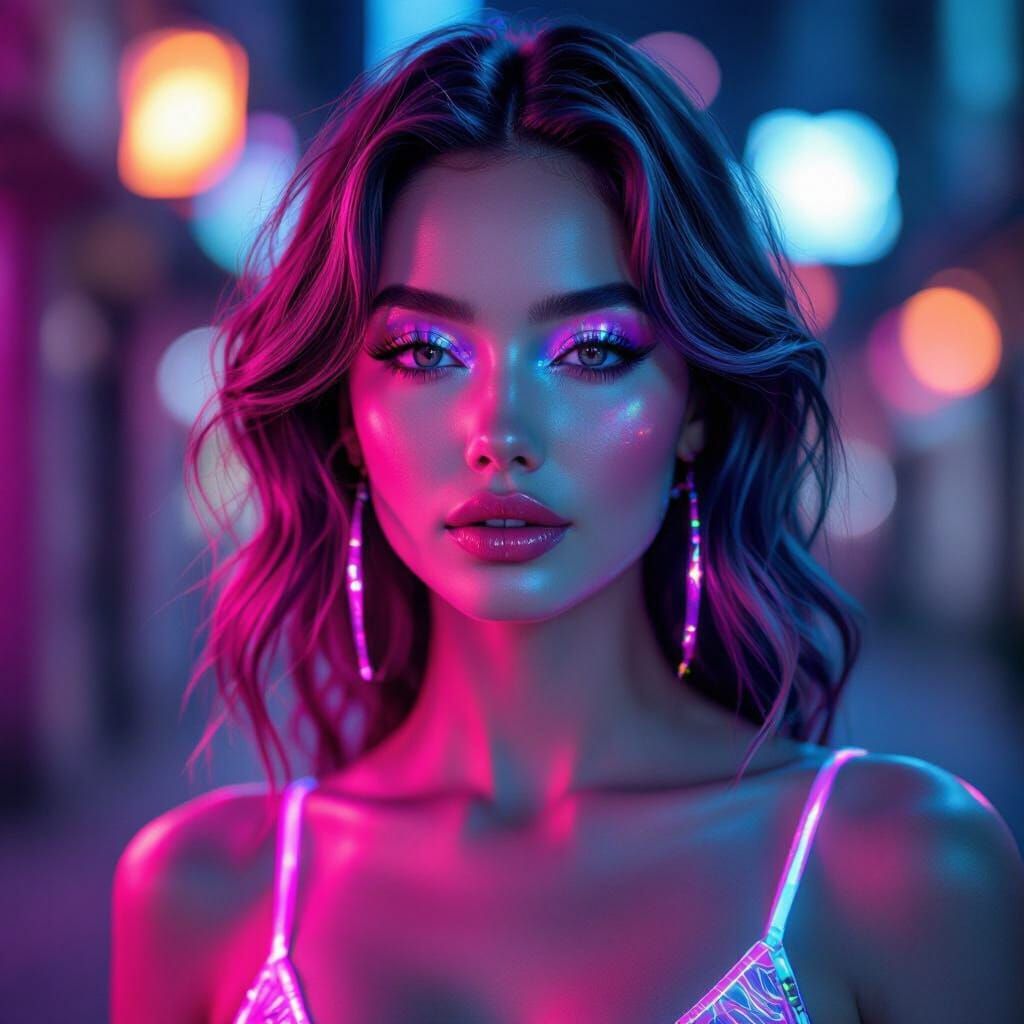 Vaporwave Goddess Venus in Vivid Neon Colors