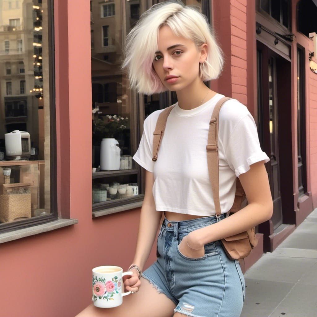 Contemplative Trans Woman with Coffee Mug Portrait