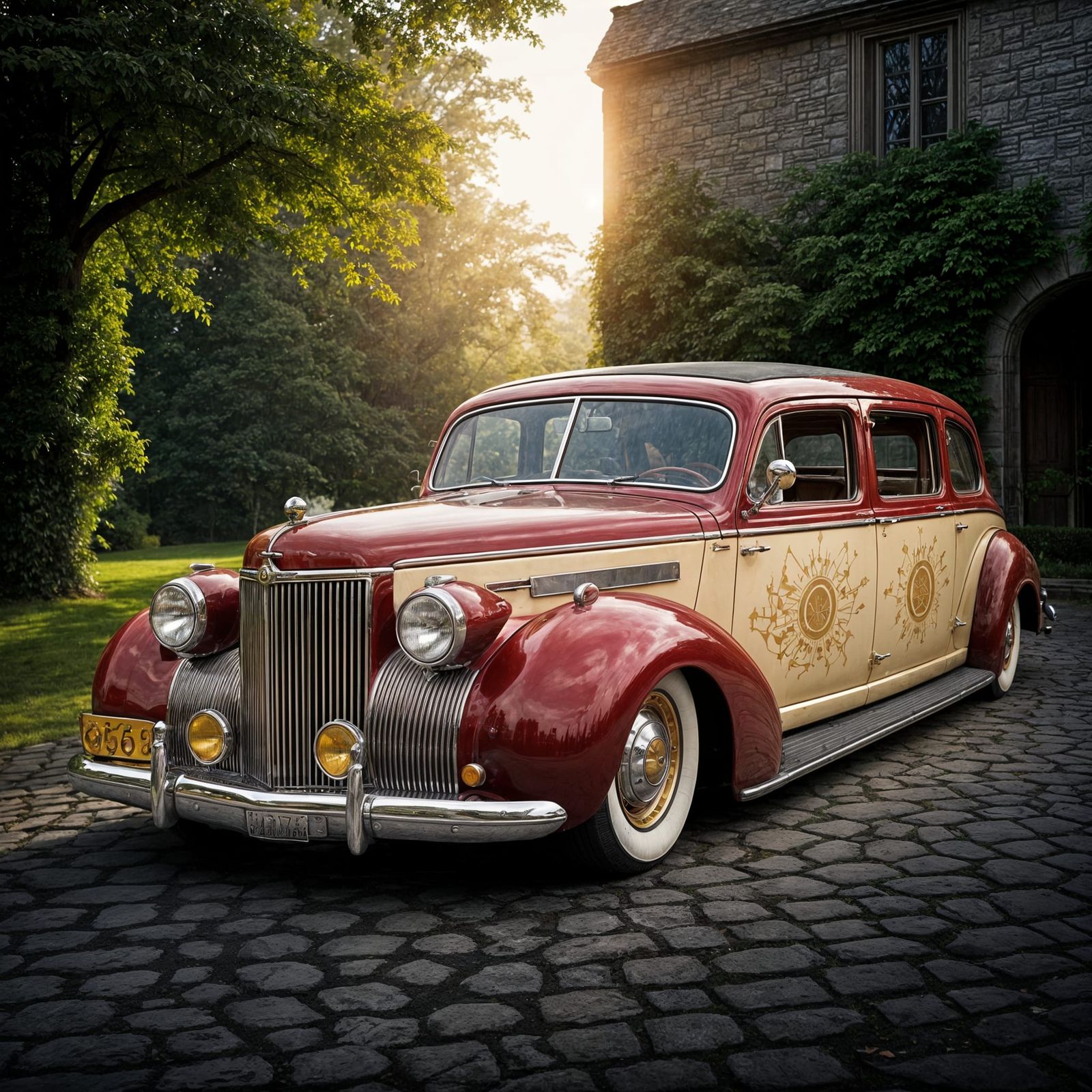 Steampunk 1948 Limousine in Metallic Red and Gold