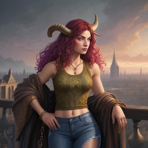 Satyr Goddess on Rooftop at Dusk