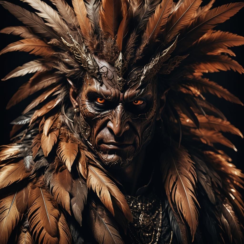 Dramatic Portrait of a Demon in Chiaroscuro Style