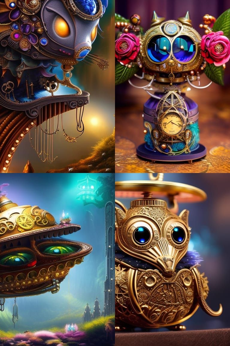 Steampunk Hedgehog with Sapphire Eyes, Digital Art