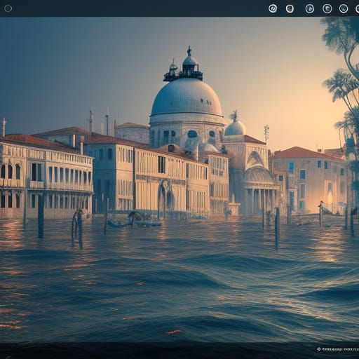 Venice Flooded: Detailed Matte Painting in Deep Color