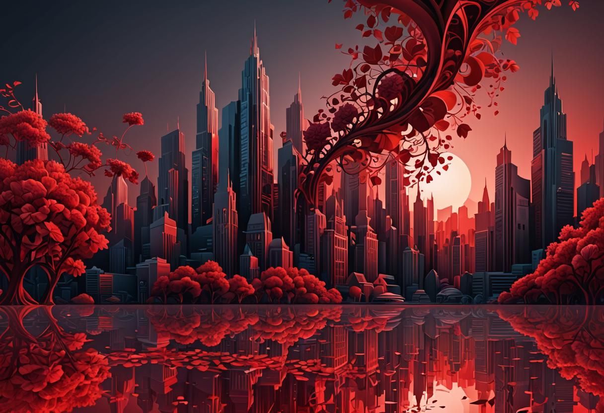 Red cityscape