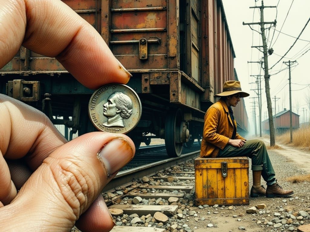 ”See this here nickel?  I’ll betcha a dollar I can flip it right into that hobo’s ear from here!”