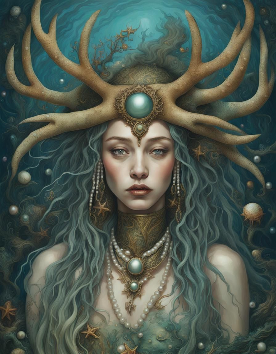 Ocean Shaman Portrait in Japonisme Style