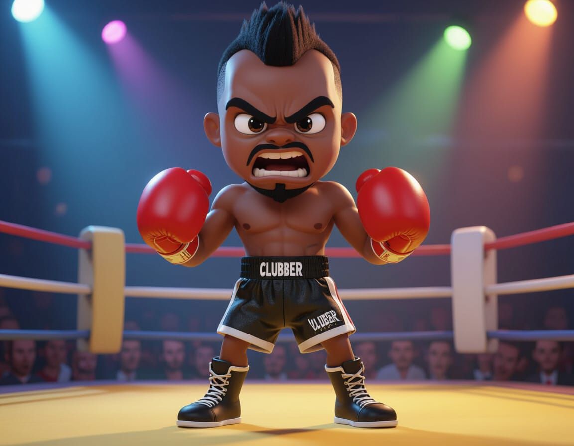 Young Boxer with Mohawk in Vibrant 3D Style