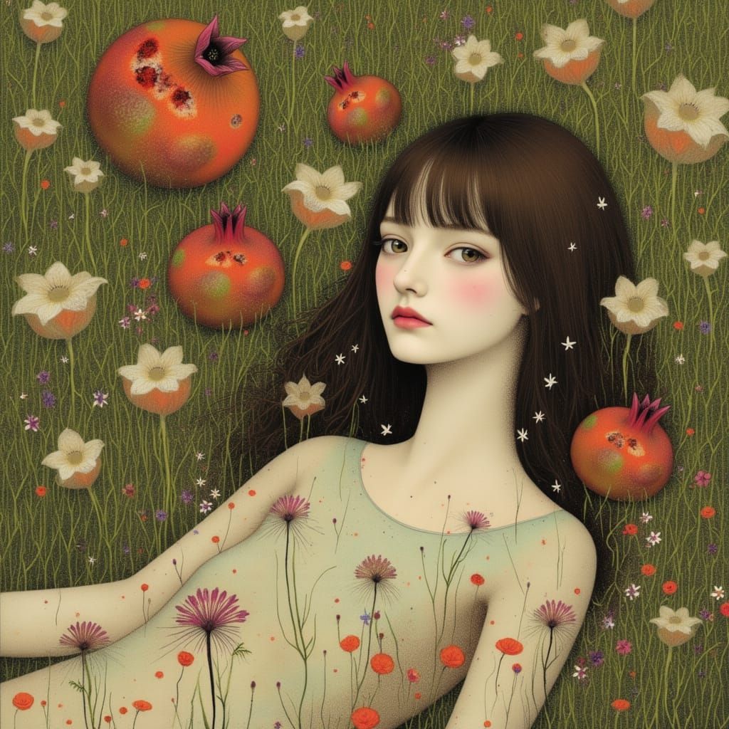 Ethereal Woman Merges With Earth in Melancholy Scene