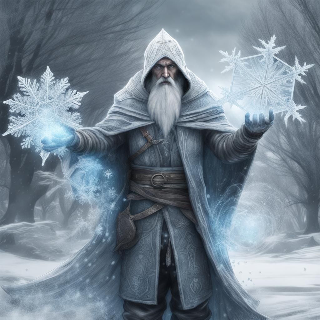Powerful Ice Mage Casting Frost Spell