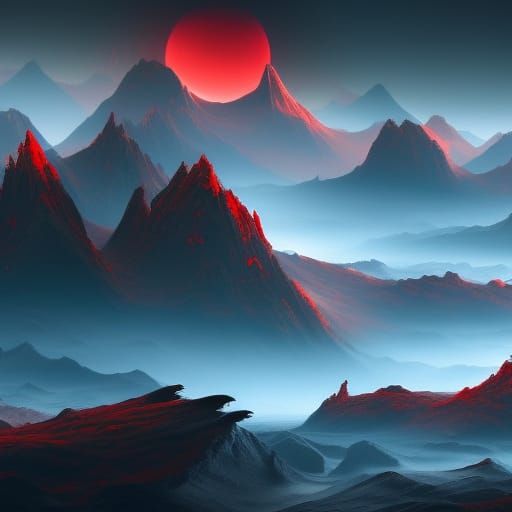Otherworldly Red Planets with Fiery Bushes