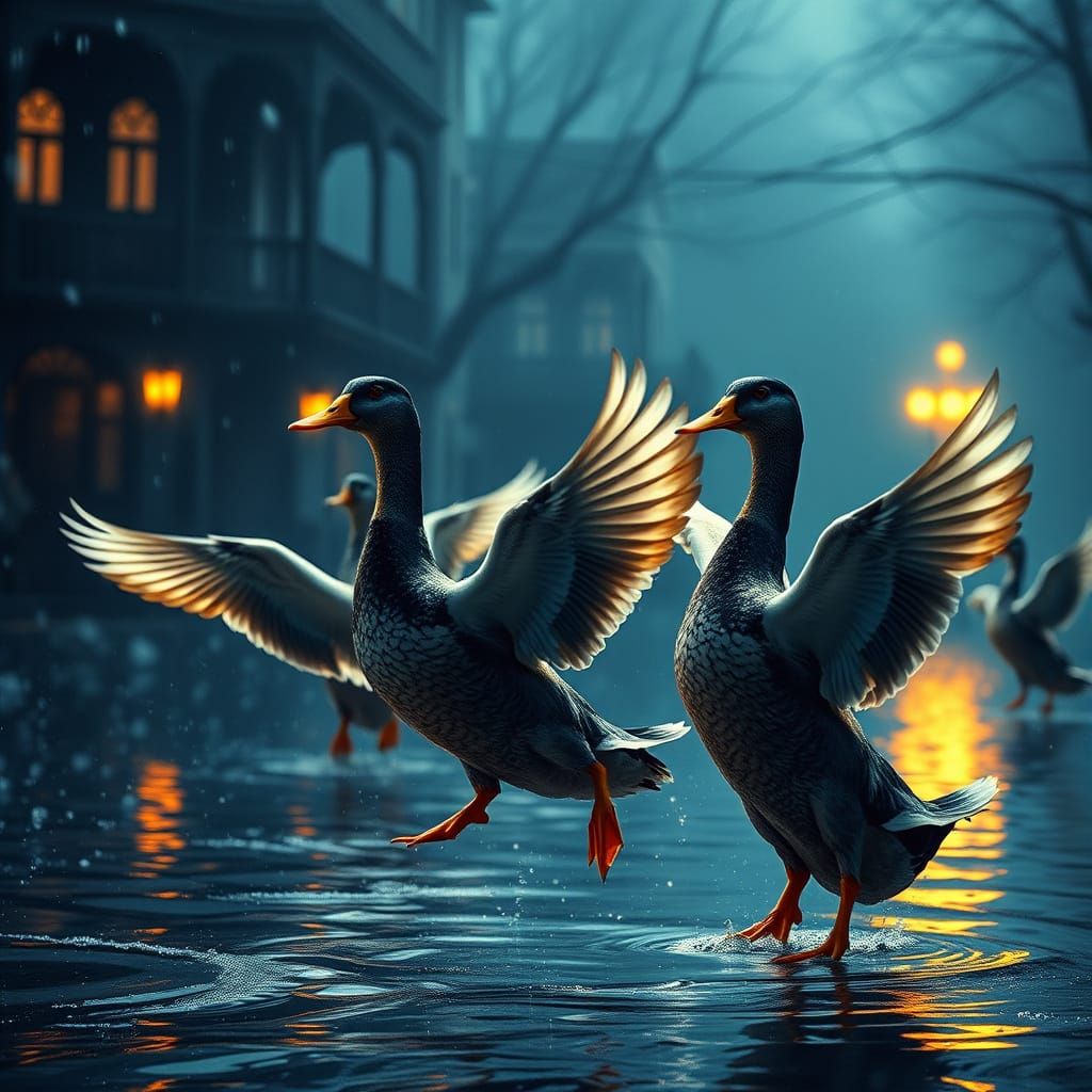 Dancing Ducks: A Cinematic Digital Painting