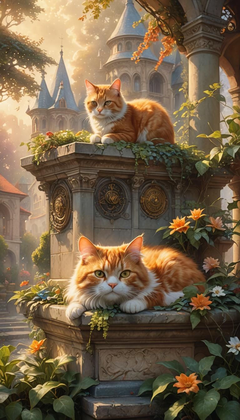 Renaissance Cat Nap in Golden Light