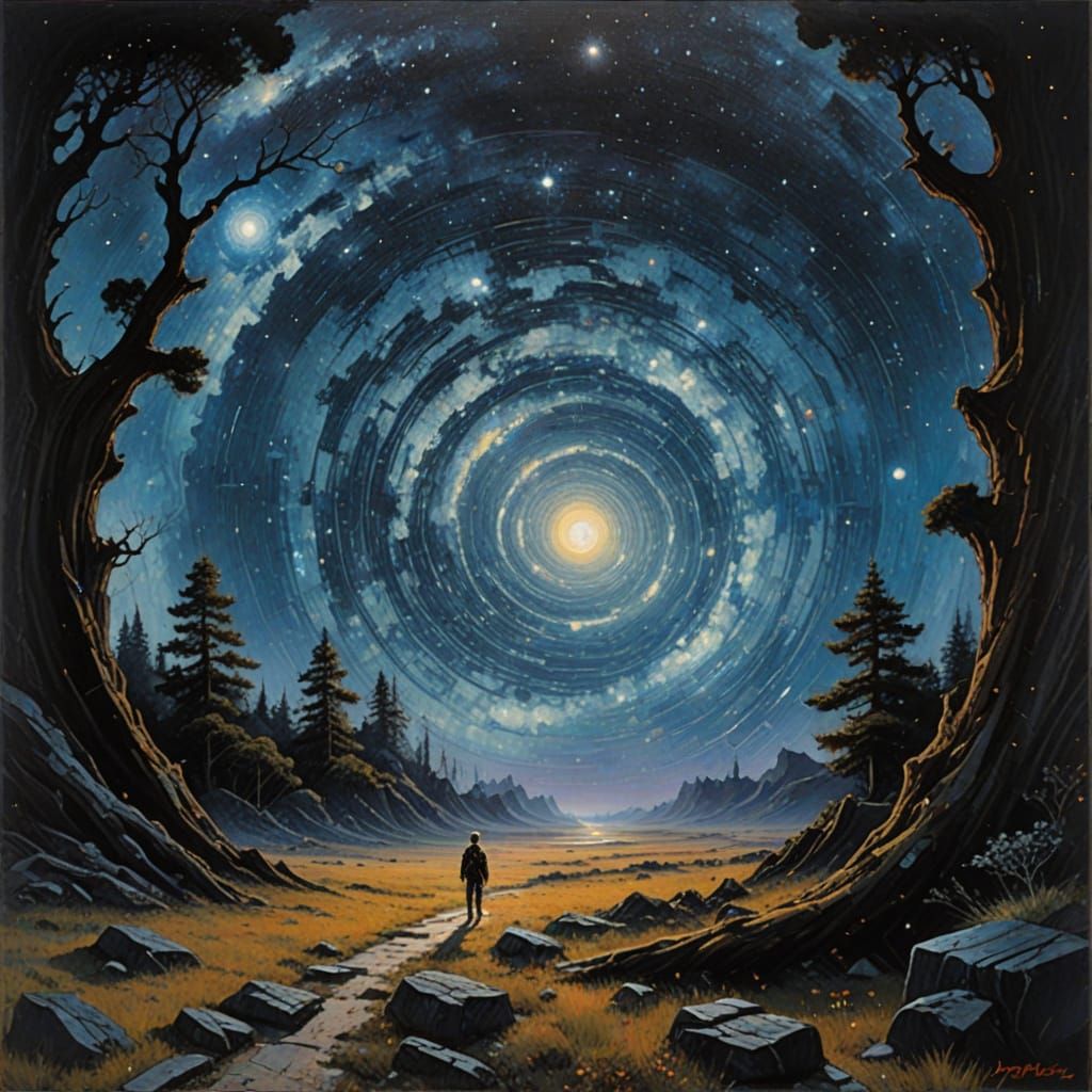 Surreal Galaxy Painting in Oil Paint Style