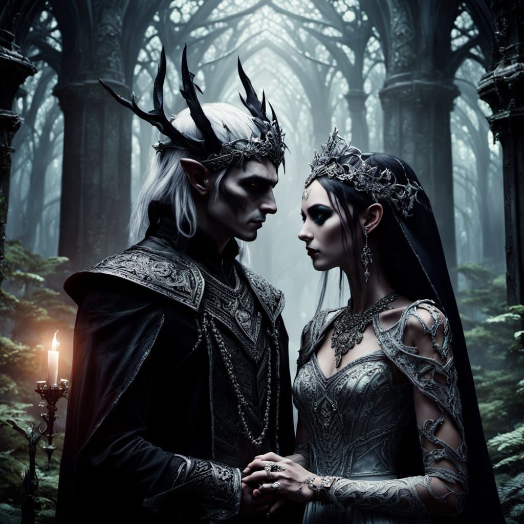 Elegant Dark Elf Wedding in Gothic Mysticism