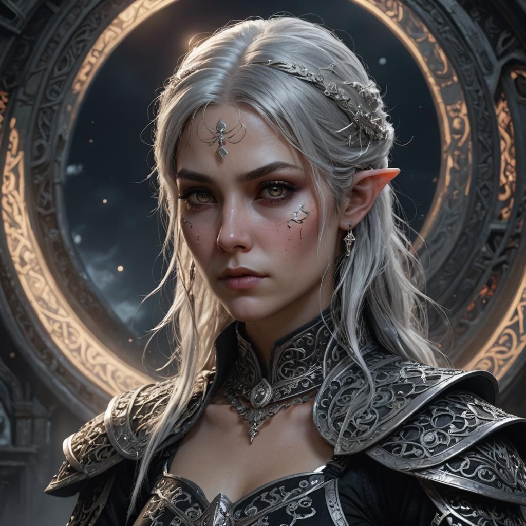 Moon-Elf Assassin Portrait in Art Deco Style