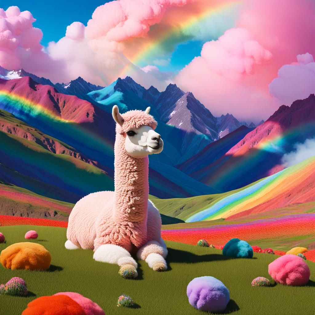 Alpaca in Candyland: A 3D Animation Landscape