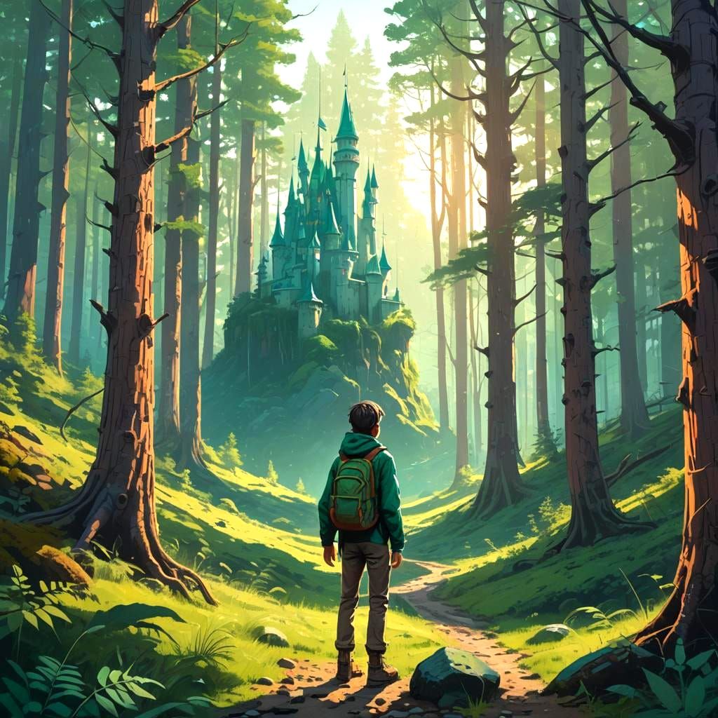 Doodle World Castle in Forest: Fantasy Concept Art