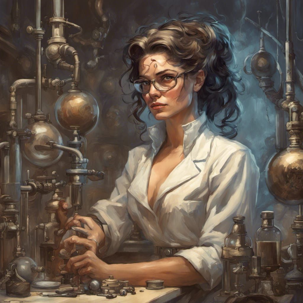 Mad Scientist Portrait in Romantic Fantasy Style
