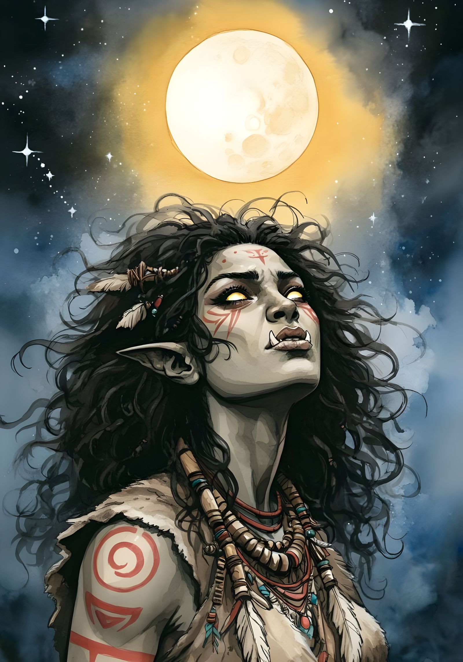 Orc Shamaness Sees Golden Moon Prophecy