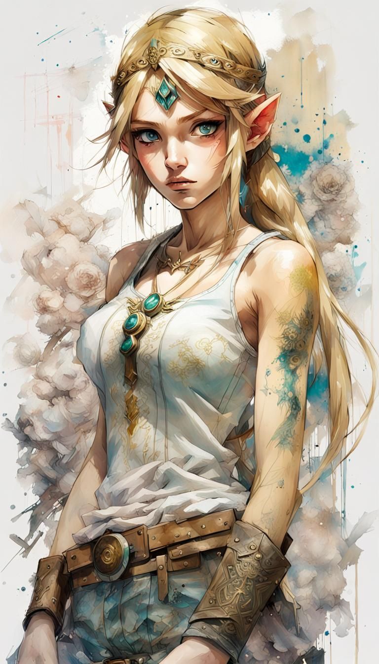 Photorealistic Manga Portrait of Princess Zelda
