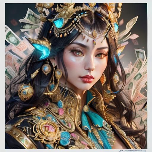 Poker Player in Futuristic Garment, Digital Art