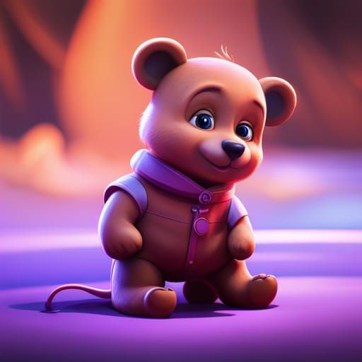 Adorable Baby Bear Cub in 3D Digital Art