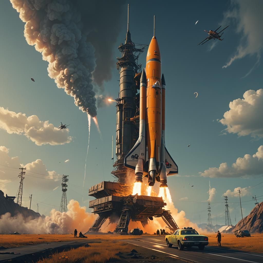 NASA Spacecraft Launch: Cinematic Digital Matte Painting