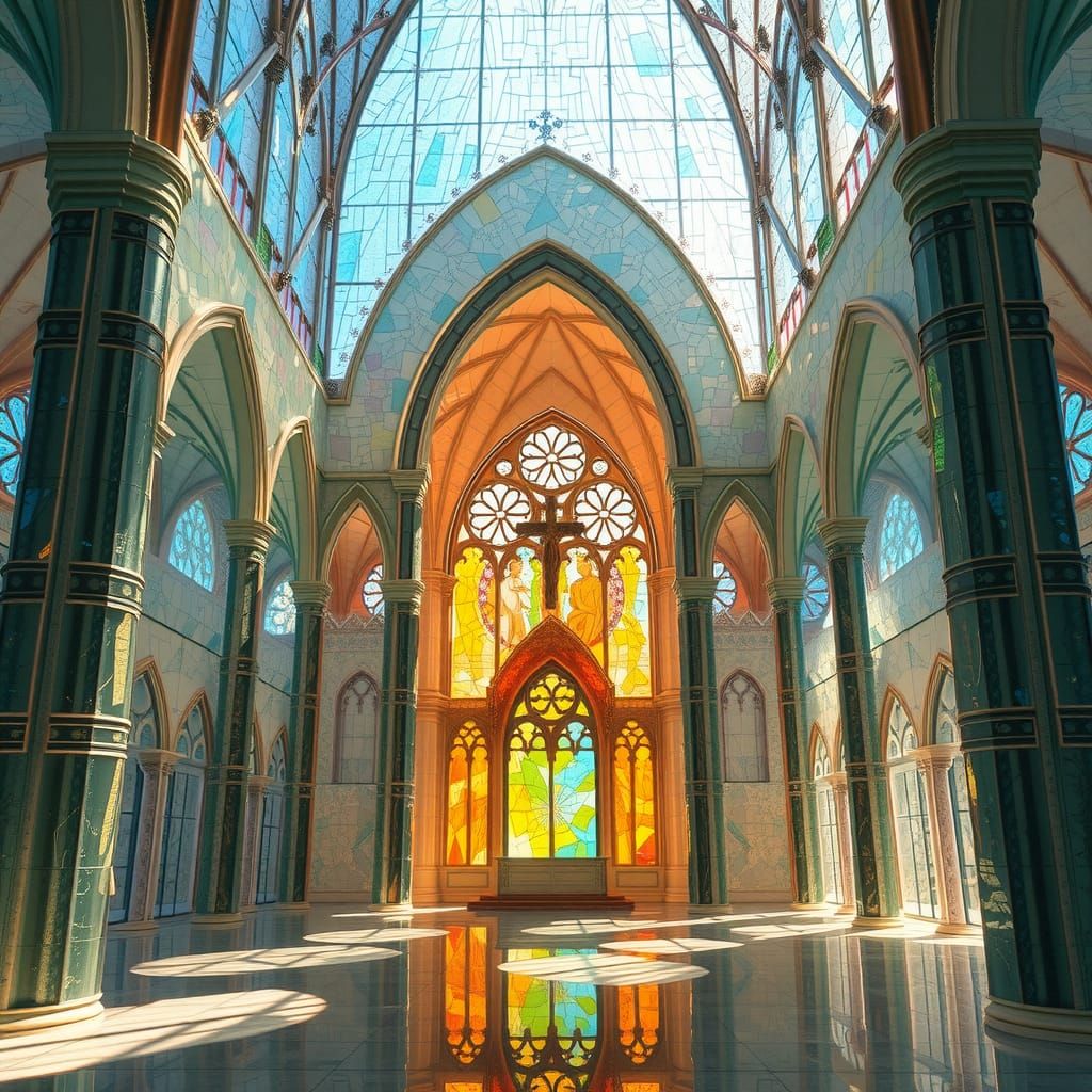Kaleidoscopic Glass Church Inspired by Surrealism