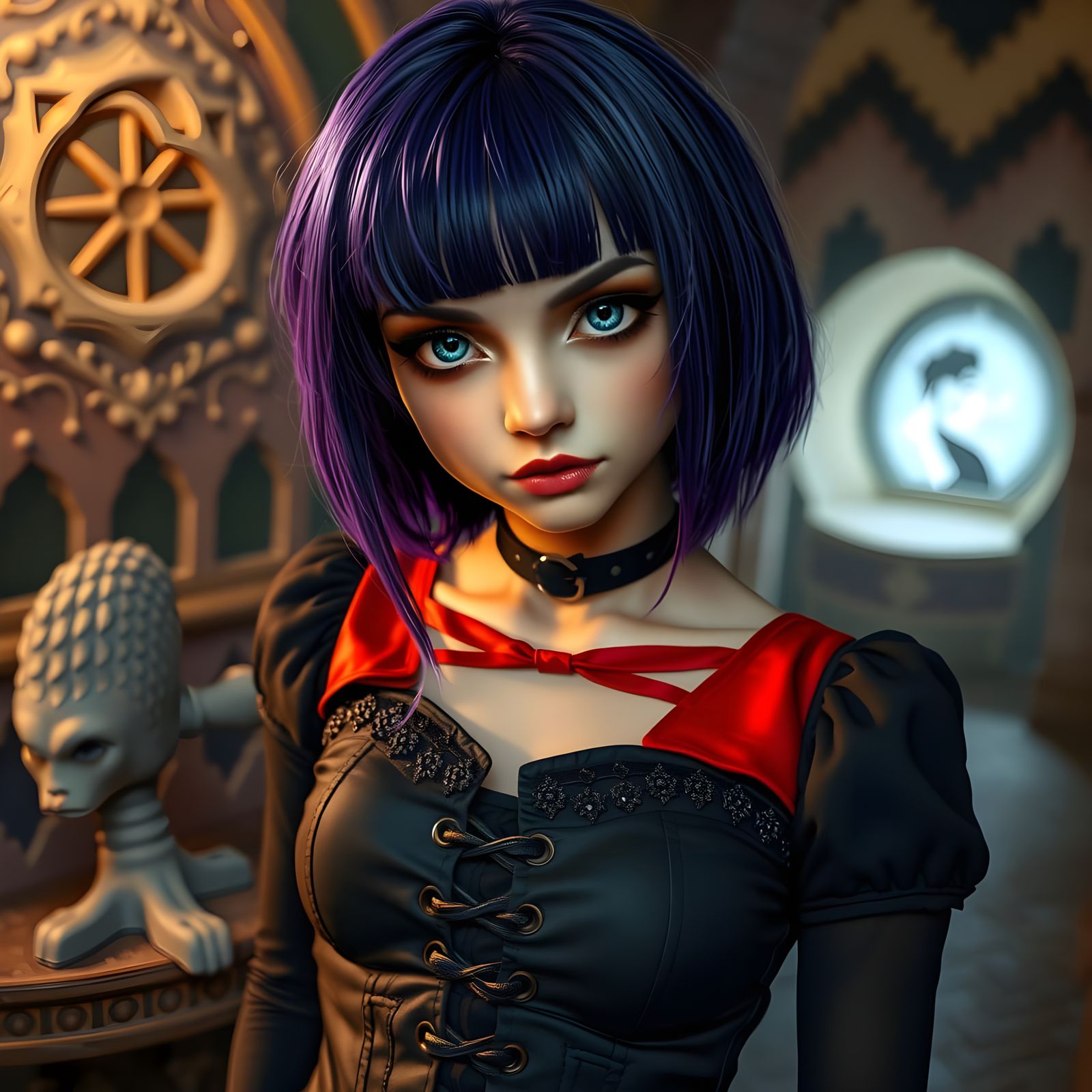 Gothic Girl in Urban Gothic Attire with Dark Romance