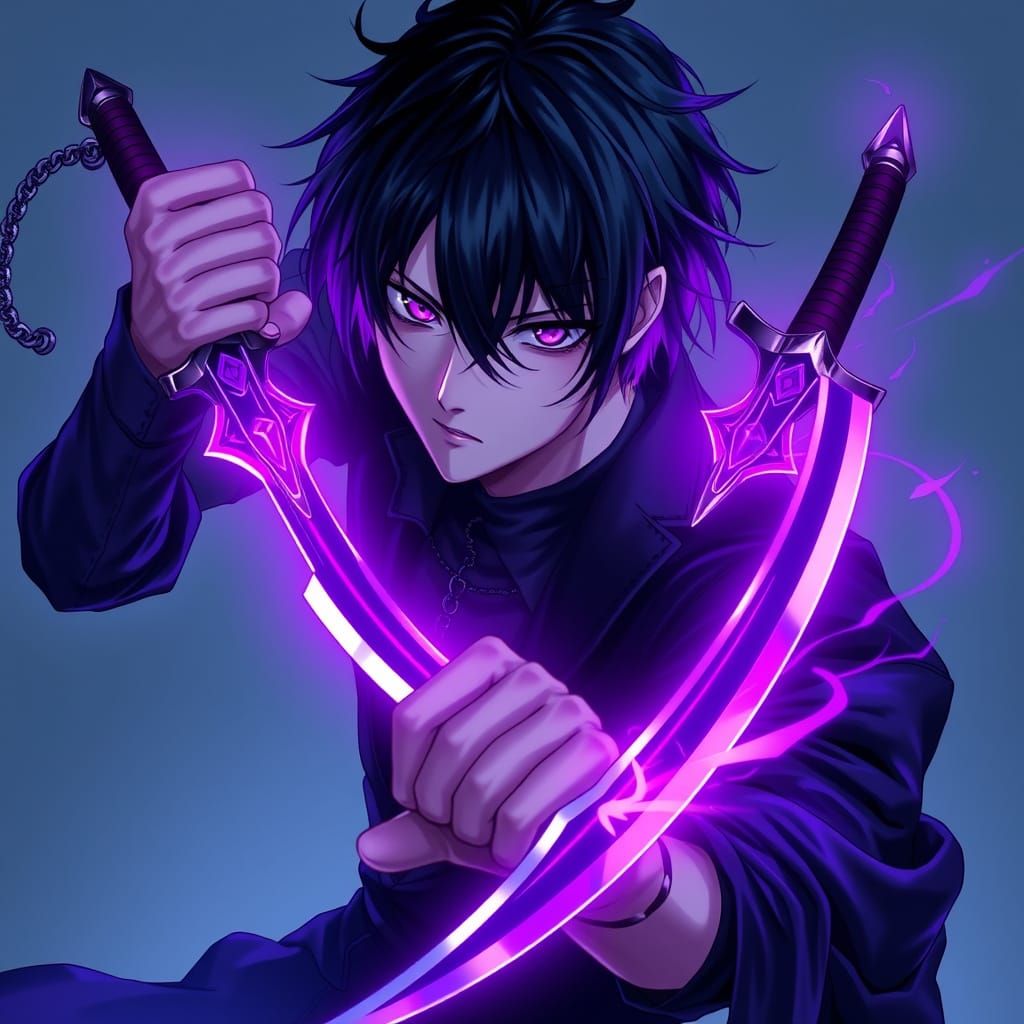 Hybrid Quincy Shinigami Male Wielding Bankai in Manga Style