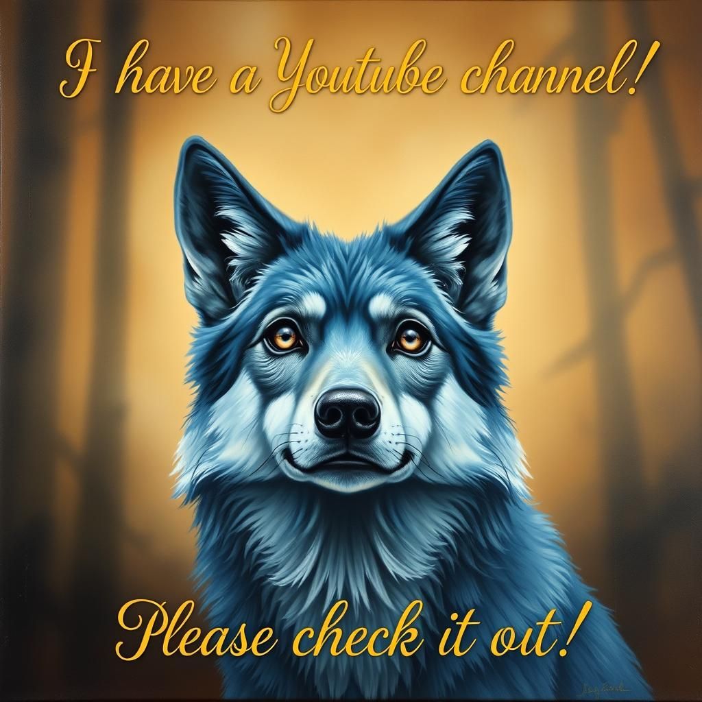 Regal Blue Wolf Beckons Viewers in Oil Painting Style