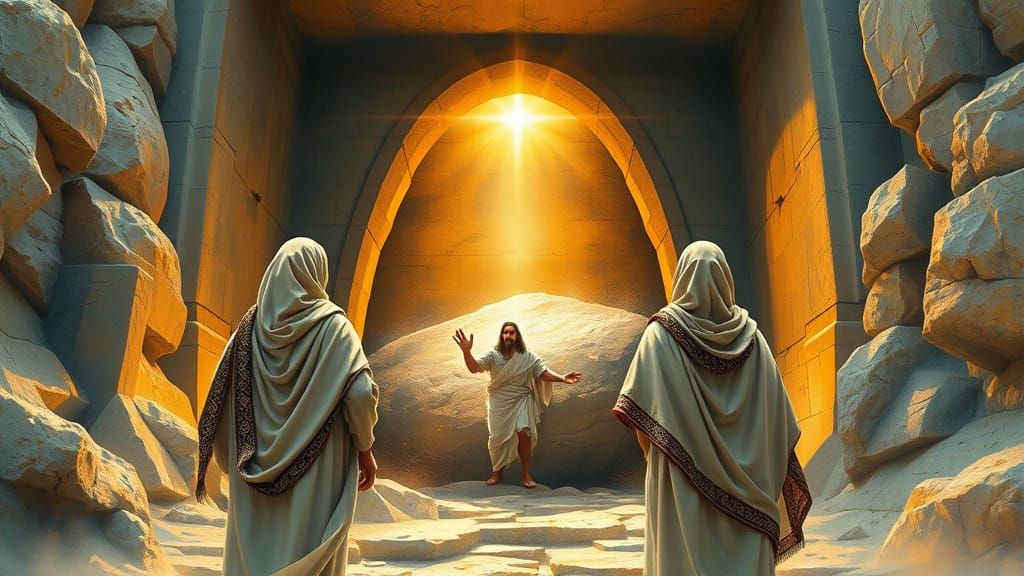 Jesus Emerges from the Tomb in a Vibrant Impressionist Maste...