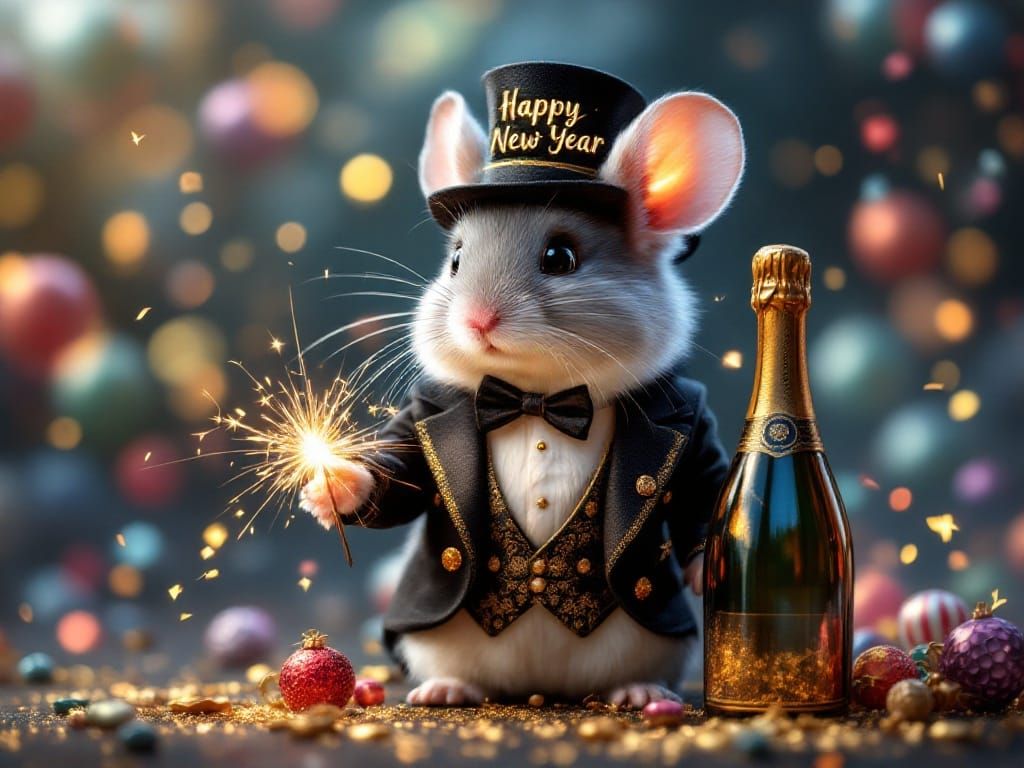 Dapper Chinchilla Celebrates New Year in Sparkling Style