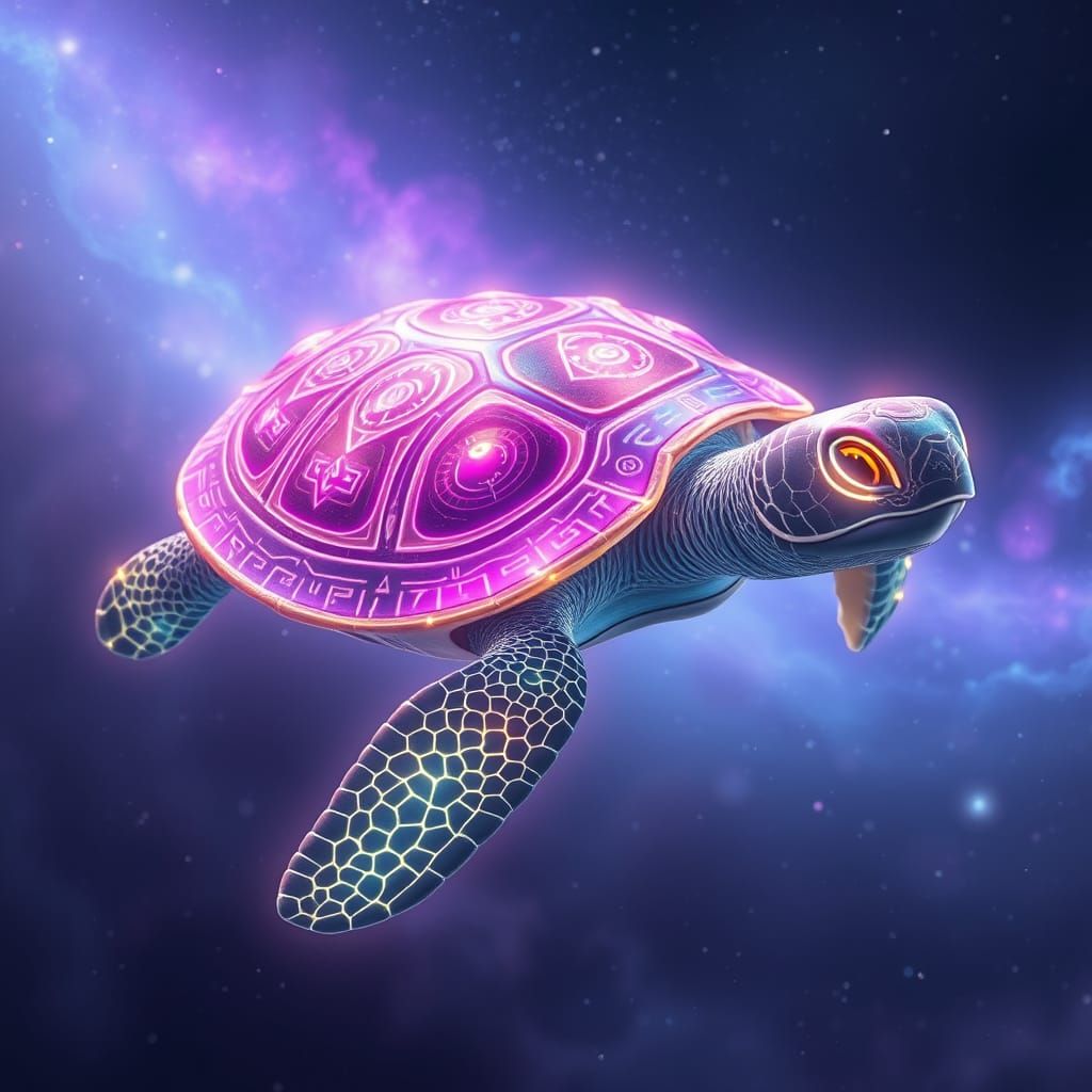 Celestial Turtle Radiates Wonder in Shimmering, Iridescent F...