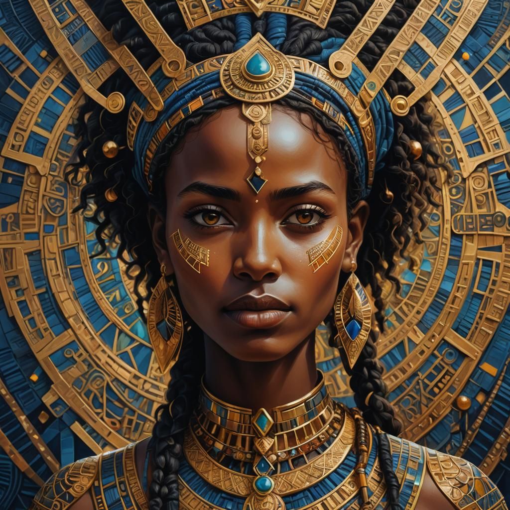 Abstract Ethiopian Woman Portrait in Fantasy Art Style