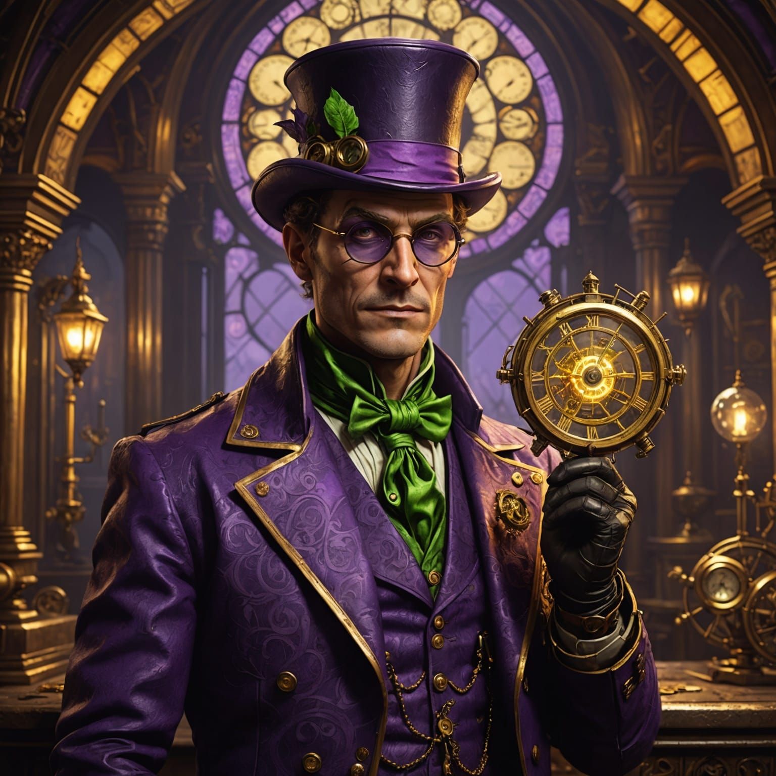 Steampunk Riddler in Dark Fantasy Style