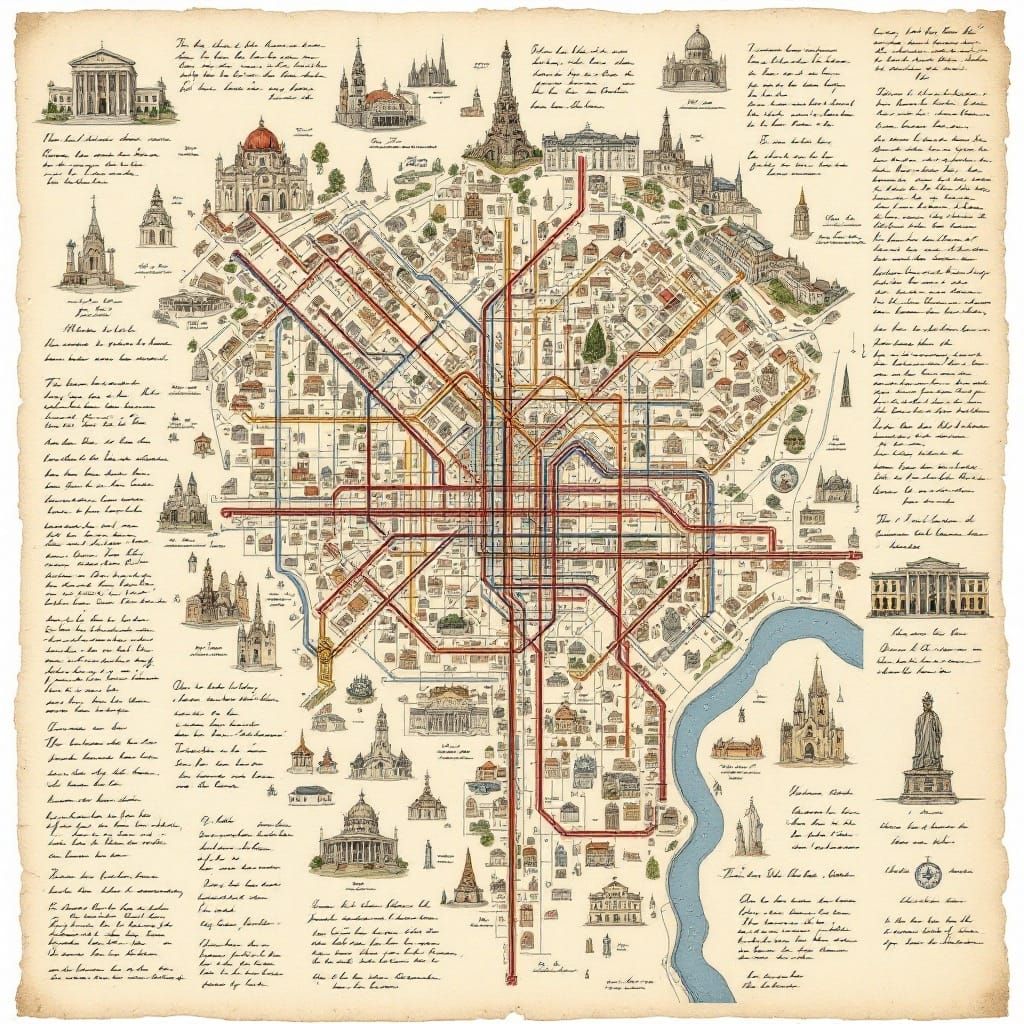 Elegant European City Map in Vintage Style
