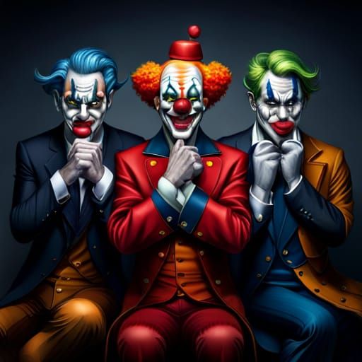 Sinister Clowns Plotting in Dark Concept Art